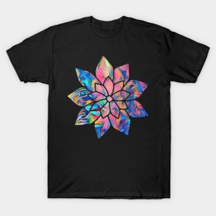 Swirling color flower pattern T-Shirt